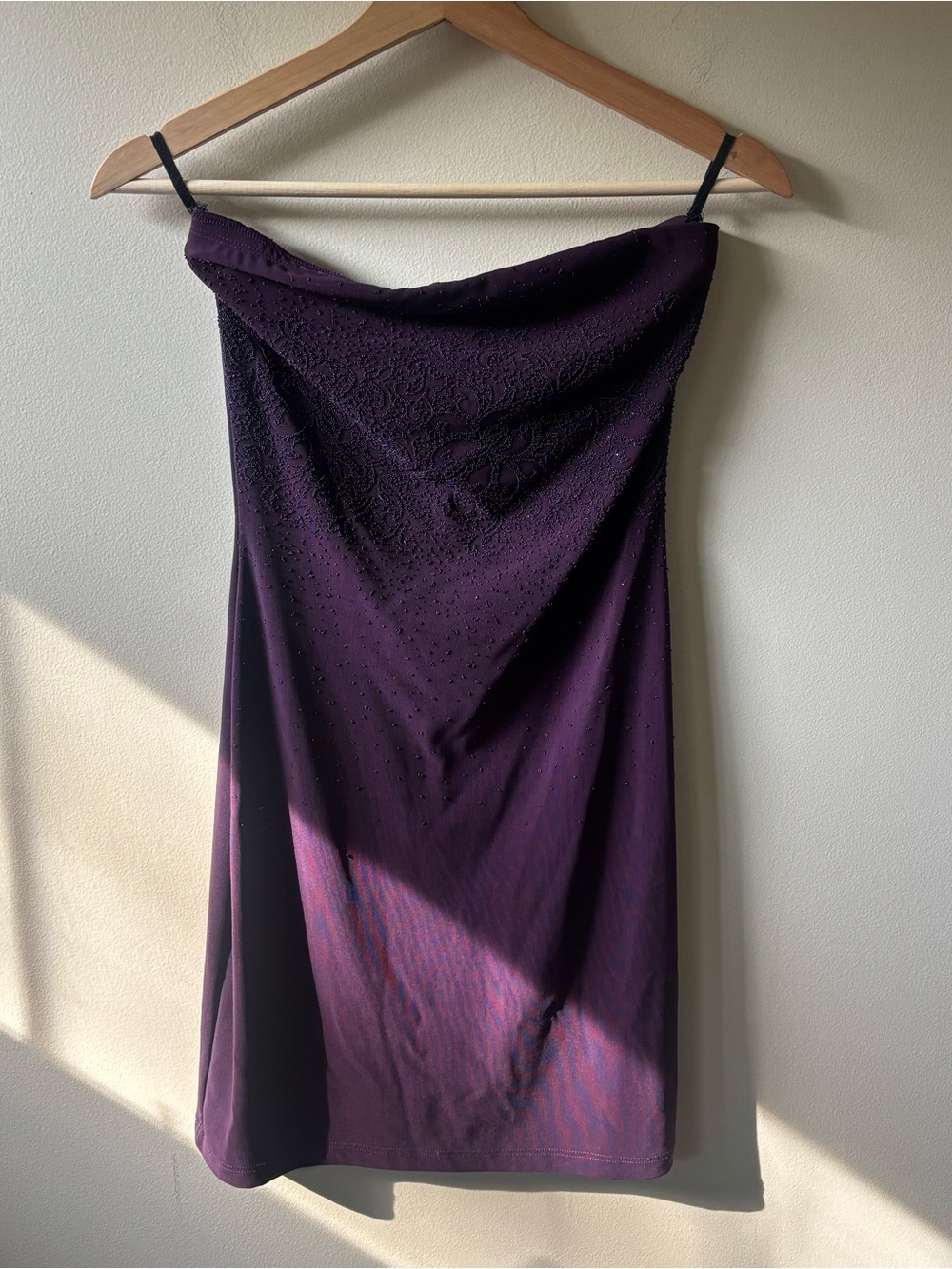 Juxtapose Y2K Purple Strapless Beaded Mini Dress